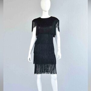 Elegant Black Fringe Dress